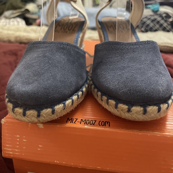 NIB Miz Mooz Women's Malena Wedge Sandals Ocean Blue Leather Women 38 Spain NEW - Picture 10 of 16